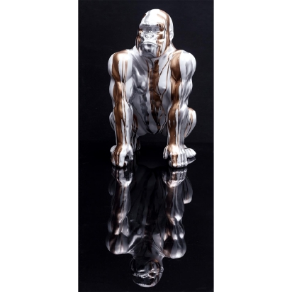 Statue Gorille Doré argenté 45cm