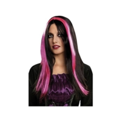 Perruque De Sorcière Noire Et Fuchsia 15