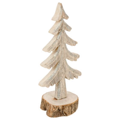 Sapin en bois sur bûche 26cm