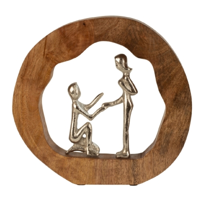 Couple amoureux  en bois 28x30cm