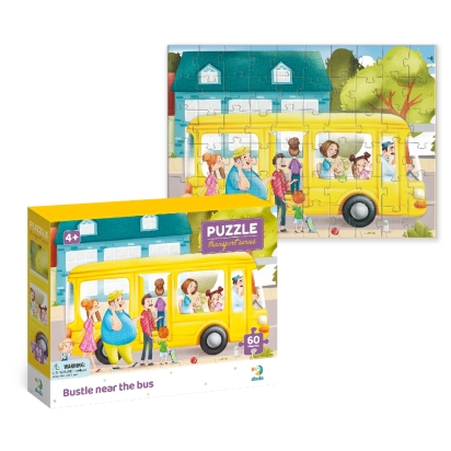 Puzzle Bustle near the bus, 60 pieces