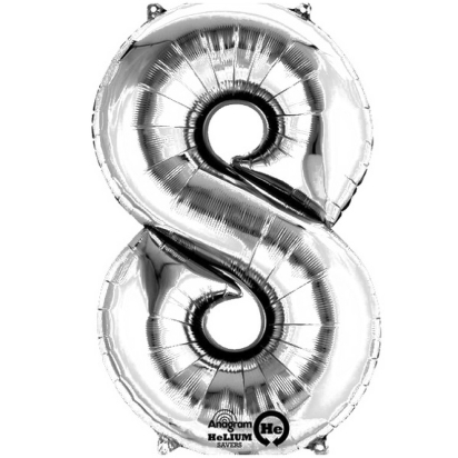 Ballon Foil MiniShape Chiffre "8" argent
