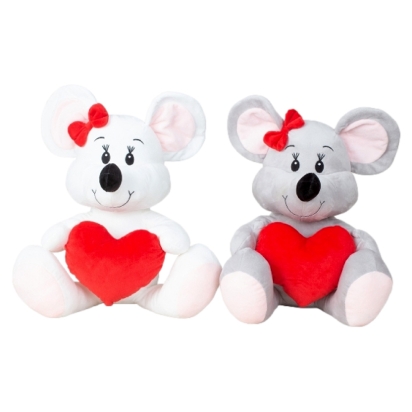 Peluche Souris Avec Coeur 37Cm