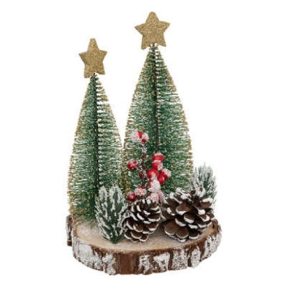 Déco sapin sur rondin 21cm