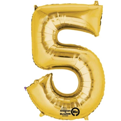 Ballon Foil Minishape Chiffre "5" Or A05