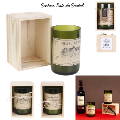 bougie parfumee vin coffret bois h12cm
