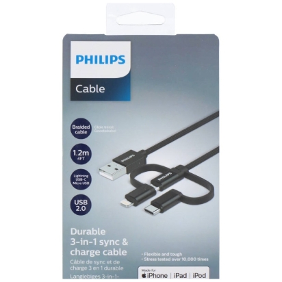 Câble de charge et sync Philips 1.2m