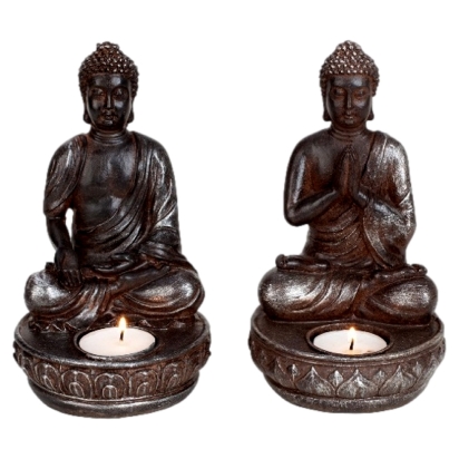 Statue Bouddha Assis + Bougie 18.5Cm