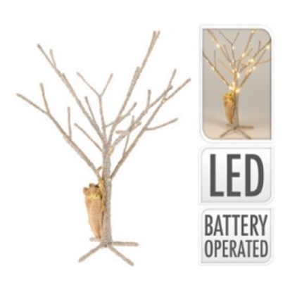 Arbre jute led argenté 40 cm