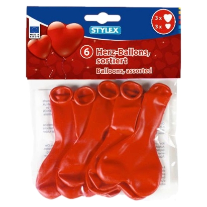 6 Ballons coeurs rouges / sachet