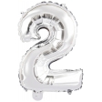 Ballon Foil Mini Chiffre 2 argent N16 pa