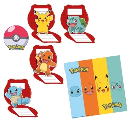 8 Invitations & Enveloppes Pokémon 2024