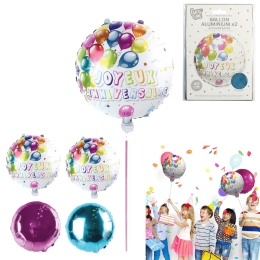 BALLON ANNIVERSAIRE VERSO EFFET ALU 45CM