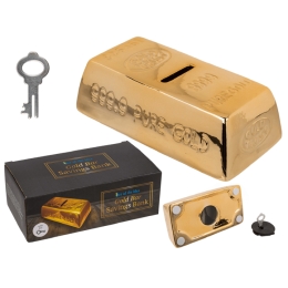 Tirelire serrure lingot d'or 16.5 x 8x 5