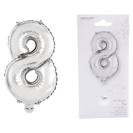 Ballon Foil Mini Chiffre 8 argent N16 pa