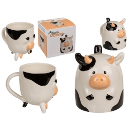 Mug, Vache, à l'envers, env. 12 x 14 cm,
