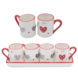 Set De 4 Tasses Expresso + Plateau