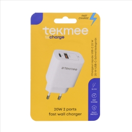 Prise murale 20W 2 ports Type-C/USB