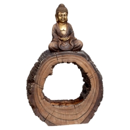 Statue Bouddha Sur Tronc 56X35Cm