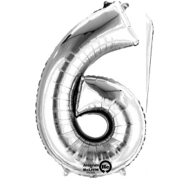 Ballon Foil MiniShape Chiffre  6  argent