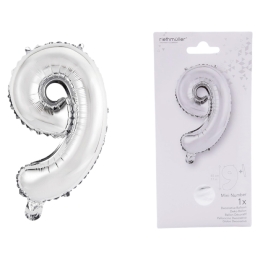 Ballon Foil Mini Chiffre 9 argent N16 pa