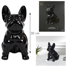 Statue Bulldog Ceramique Noir 30Cm