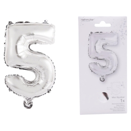 Ballon Foil Mini Chiffre 5 argent N16 pa