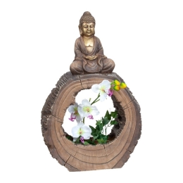 Statue Bouddha Sur Tronc 56X35Cm