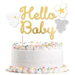 Décoration pour gâteau papier Hello Baby