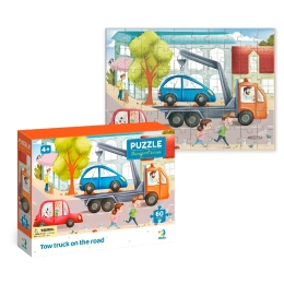 Puzzle Tow truck on the road, 60 pieces